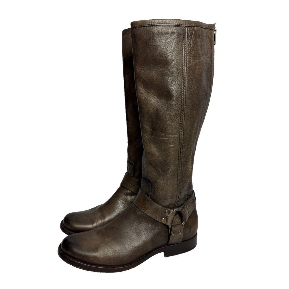 Frye Phillip Harness Tall Women's Leather Boots, Dark Brown, Size 7.5B